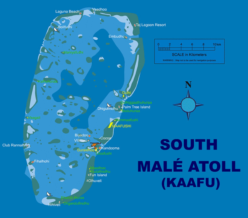 Mappa Atollo Malè Sud - Isole Maldive